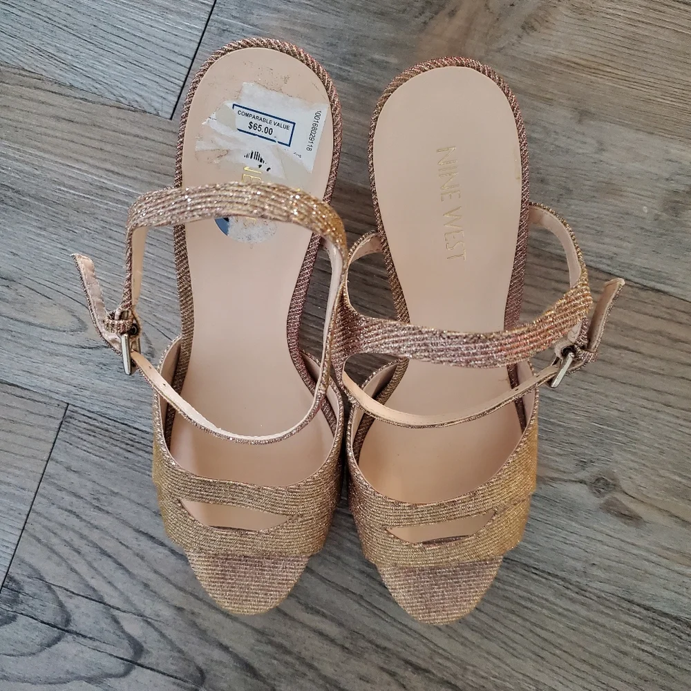 NINE WEST Ditch Him Platform Glitter Heels 8.5